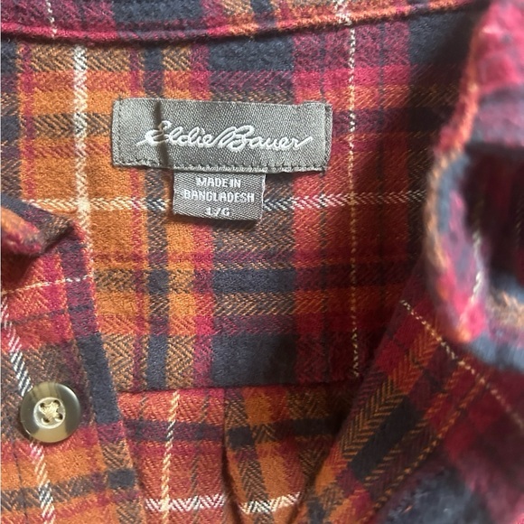 Eddie Bauer Mens Flannel Shirt Size L Button Down Collared Shirt - Picture 2 of 8